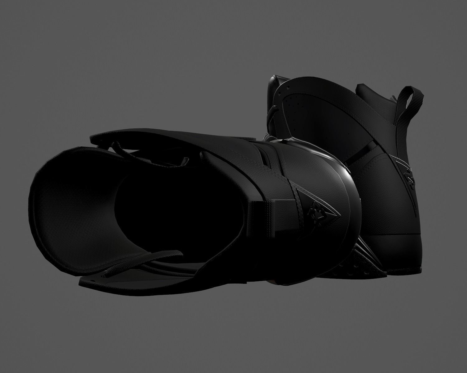 PBR Air Jordan 7-retro sneakers AllBlack colorway Low-poly 3D model_5