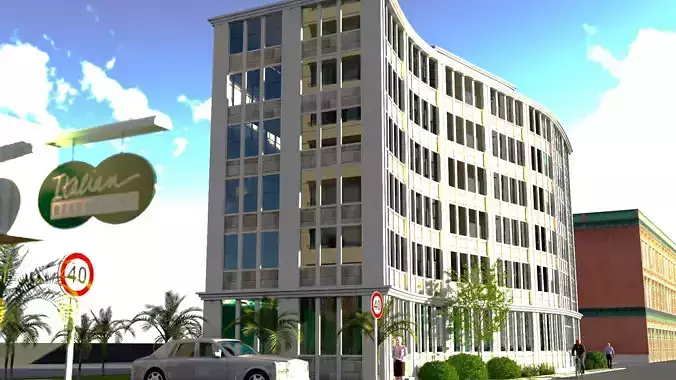 Curved Building001 Low-poly 3D model