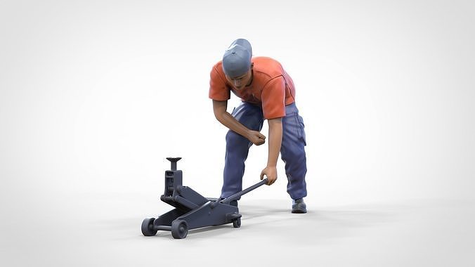 N11 Mechanic with Hydraulic car jack 3D print model 3