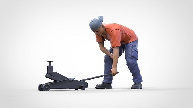 N11 Mechanic with Hydraulic car jack 3D print model 2