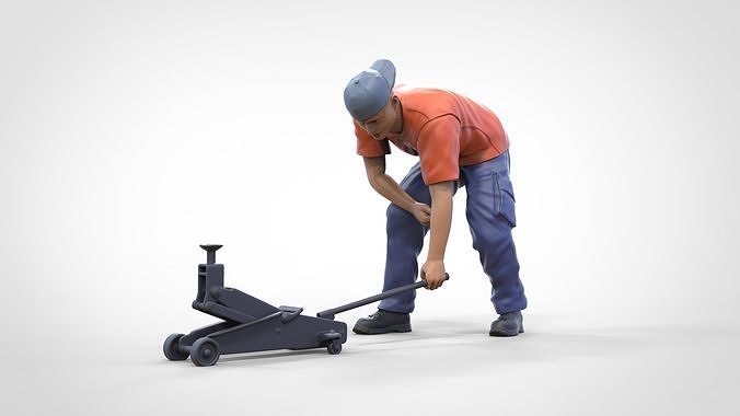 N11 Mechanic with Hydraulic car jack 3D print model 6