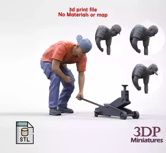 N11 Mechanic with Hydraulic car jack 3D print model