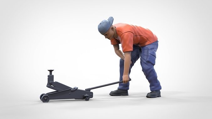 N11 Mechanic with Hydraulic car jack 3D print model 7