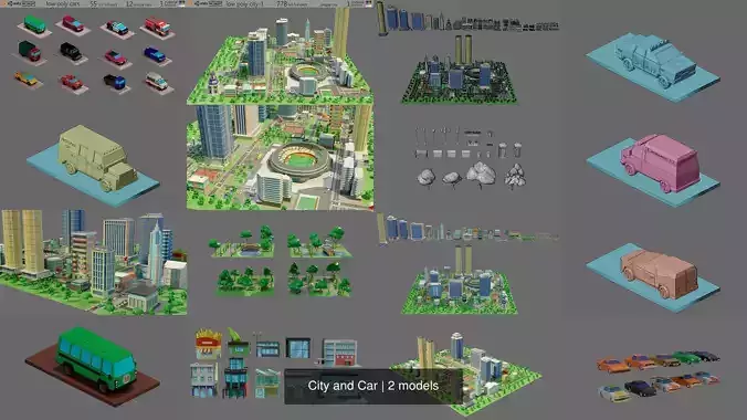 City and Car 3D Model Collection