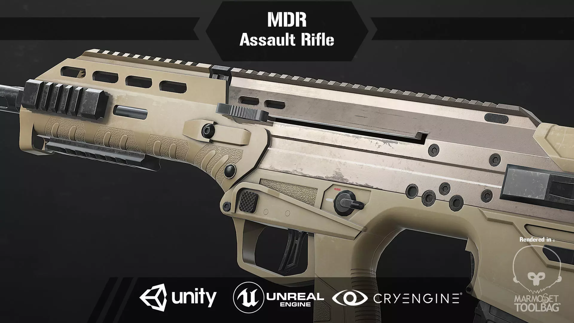 MDR Assault Rifle Low-poly 3D model_0