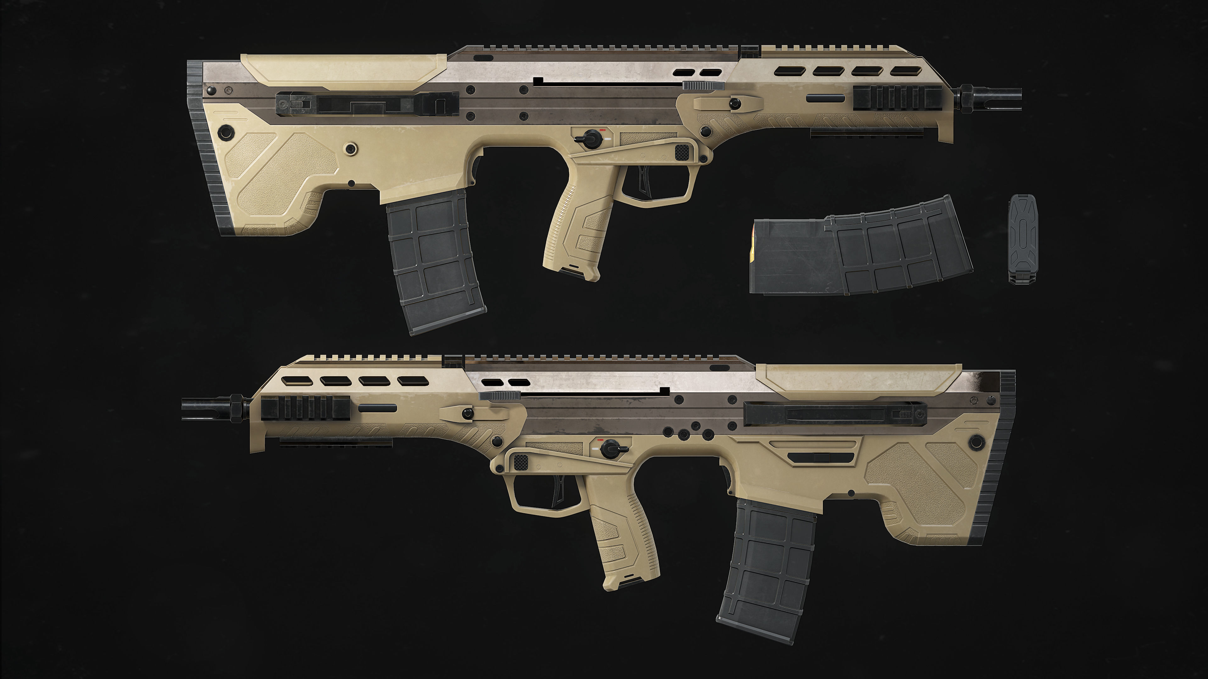 MDR Assault Rifle Low-poly 3D model_8