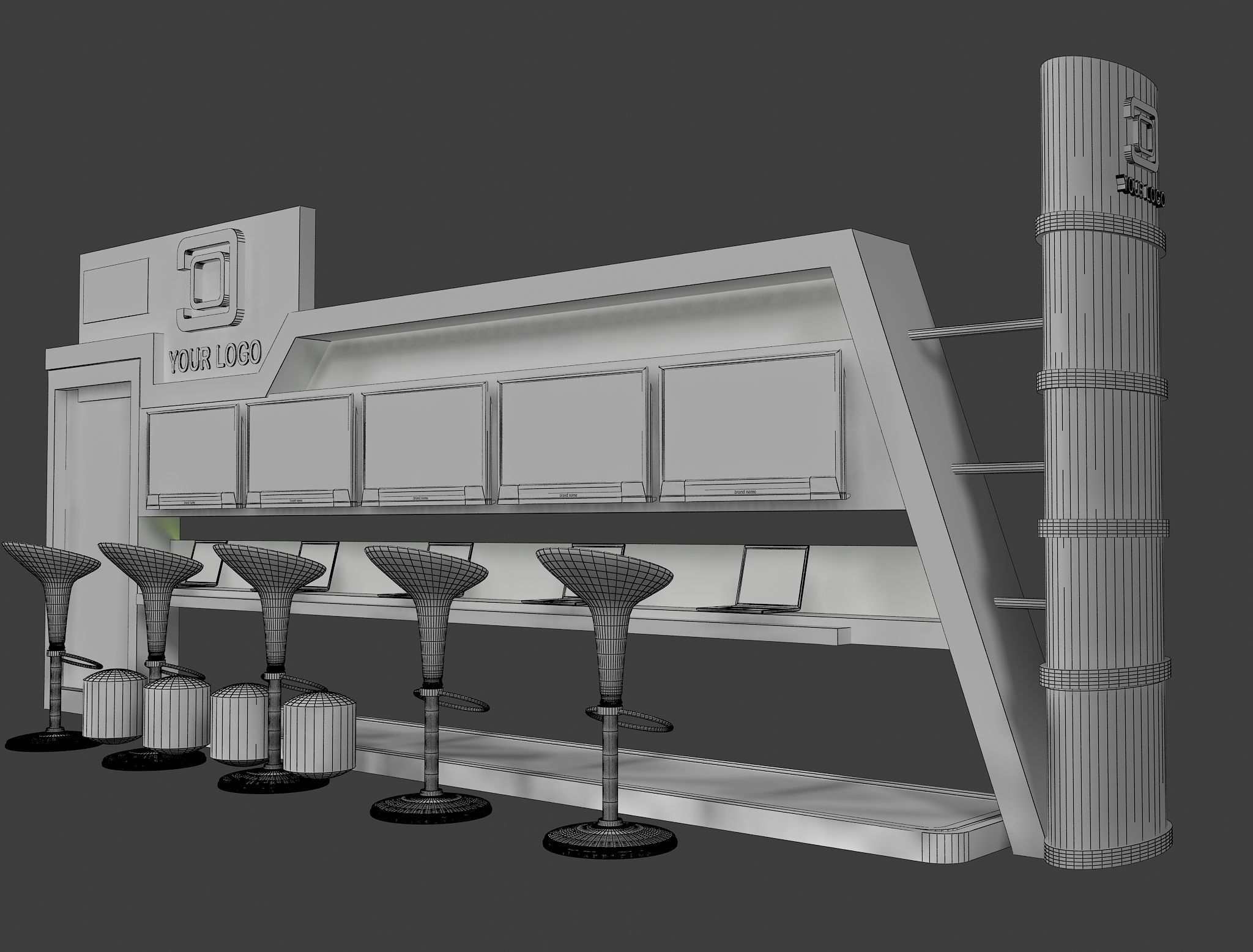 Booth Exhibition Stand a444e 3D model_3