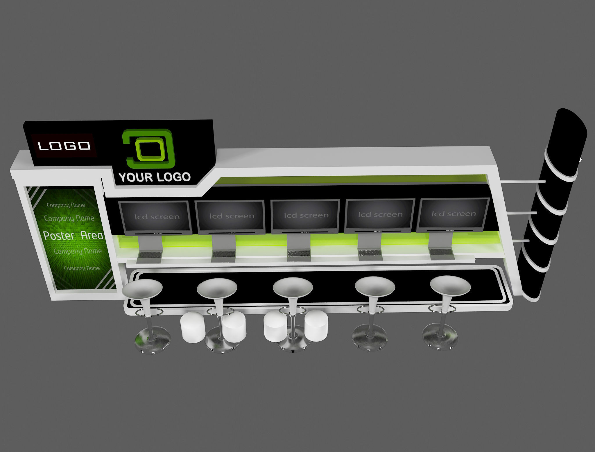 Booth Exhibition Stand a444e 3D model_4