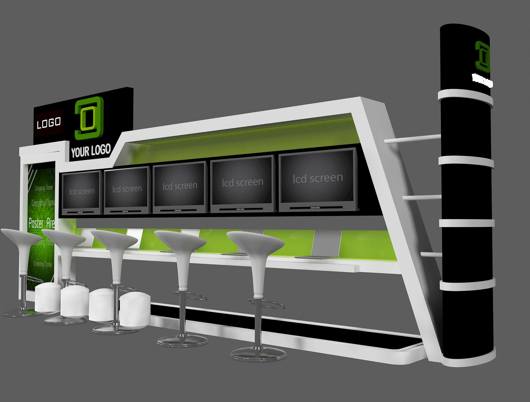 Booth Exhibition Stand a444e 3D model_2
