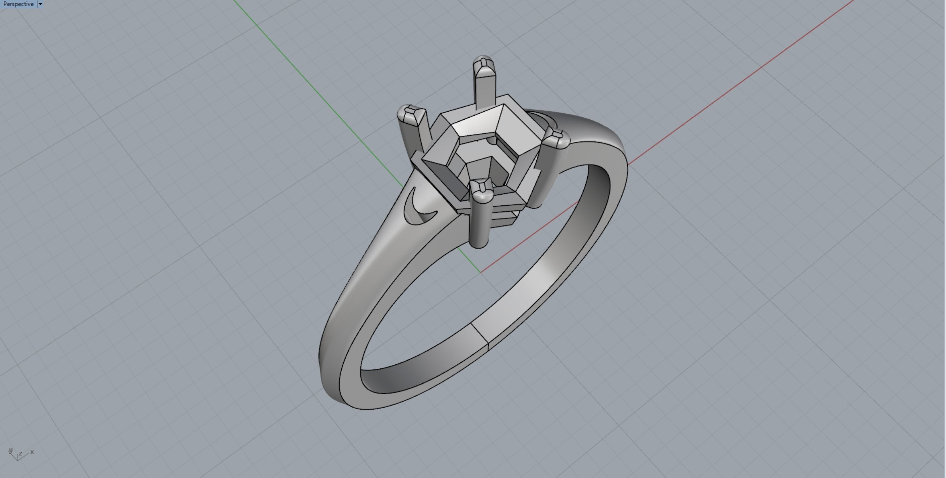 Hexagon Engagement Ring 3D print model_10