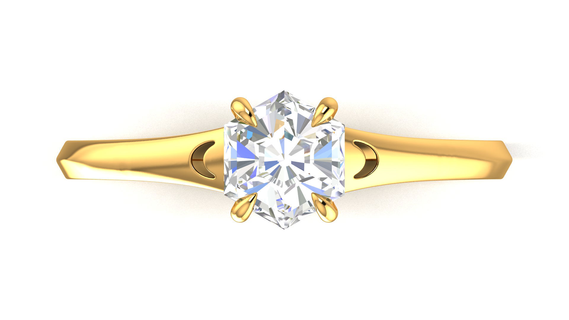 Hexagon Engagement Ring 3D print model_3