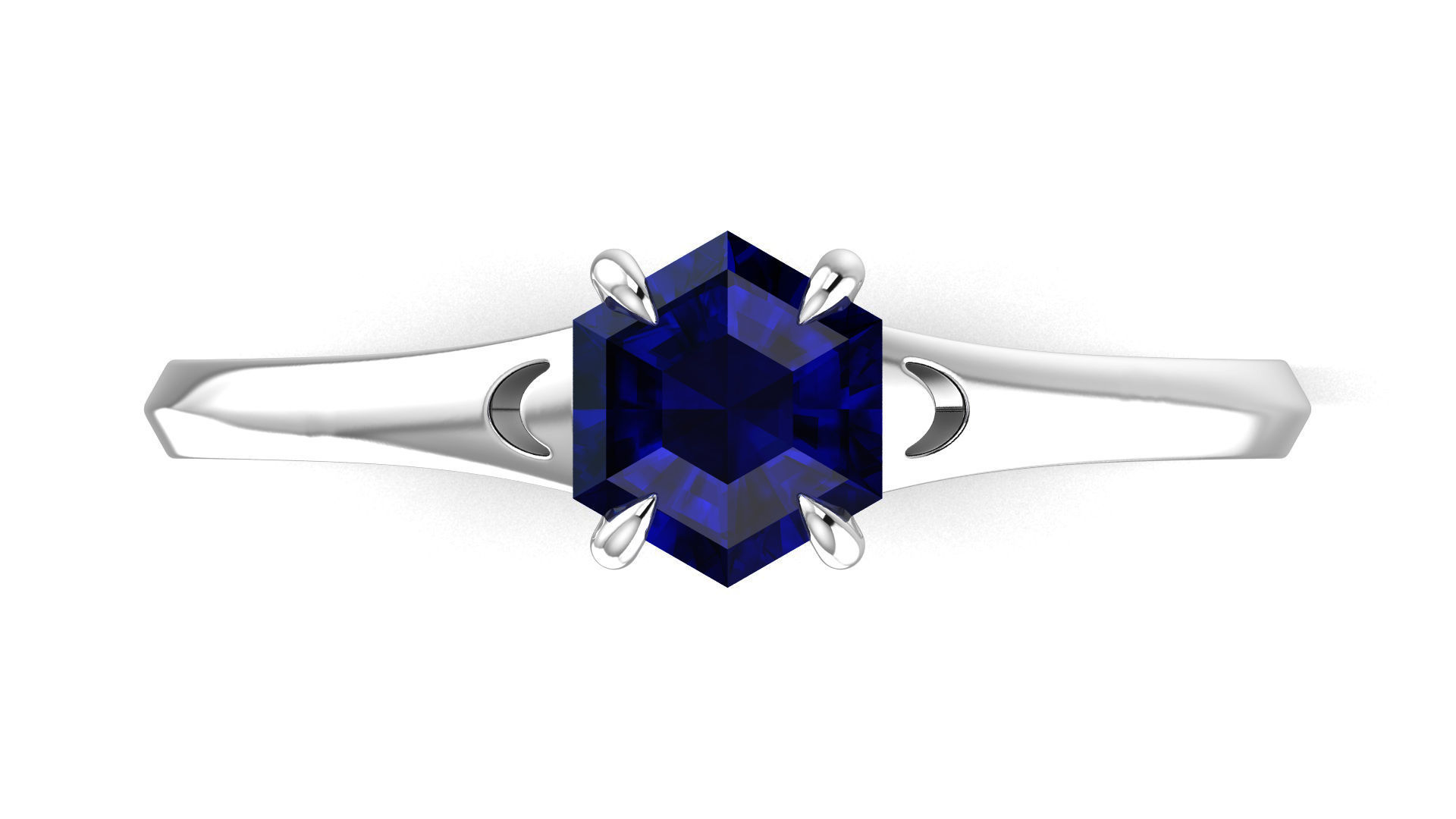 Hexagon Engagement Ring 3D print model_4