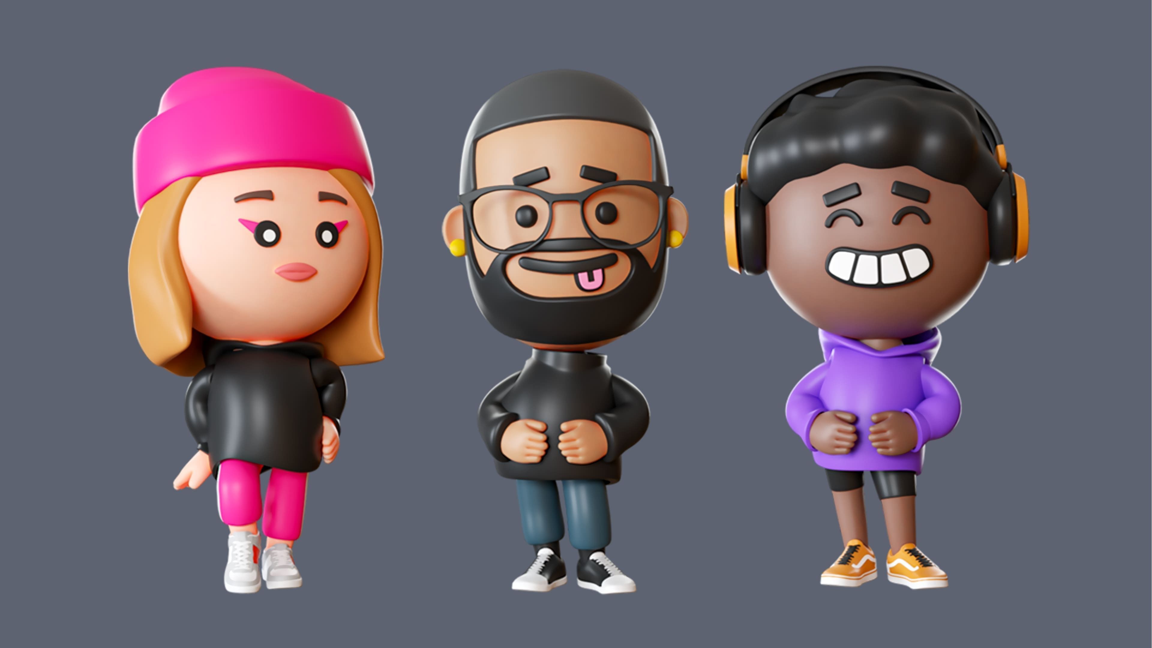 Cute Characters 3 Low-poly 3D model_3