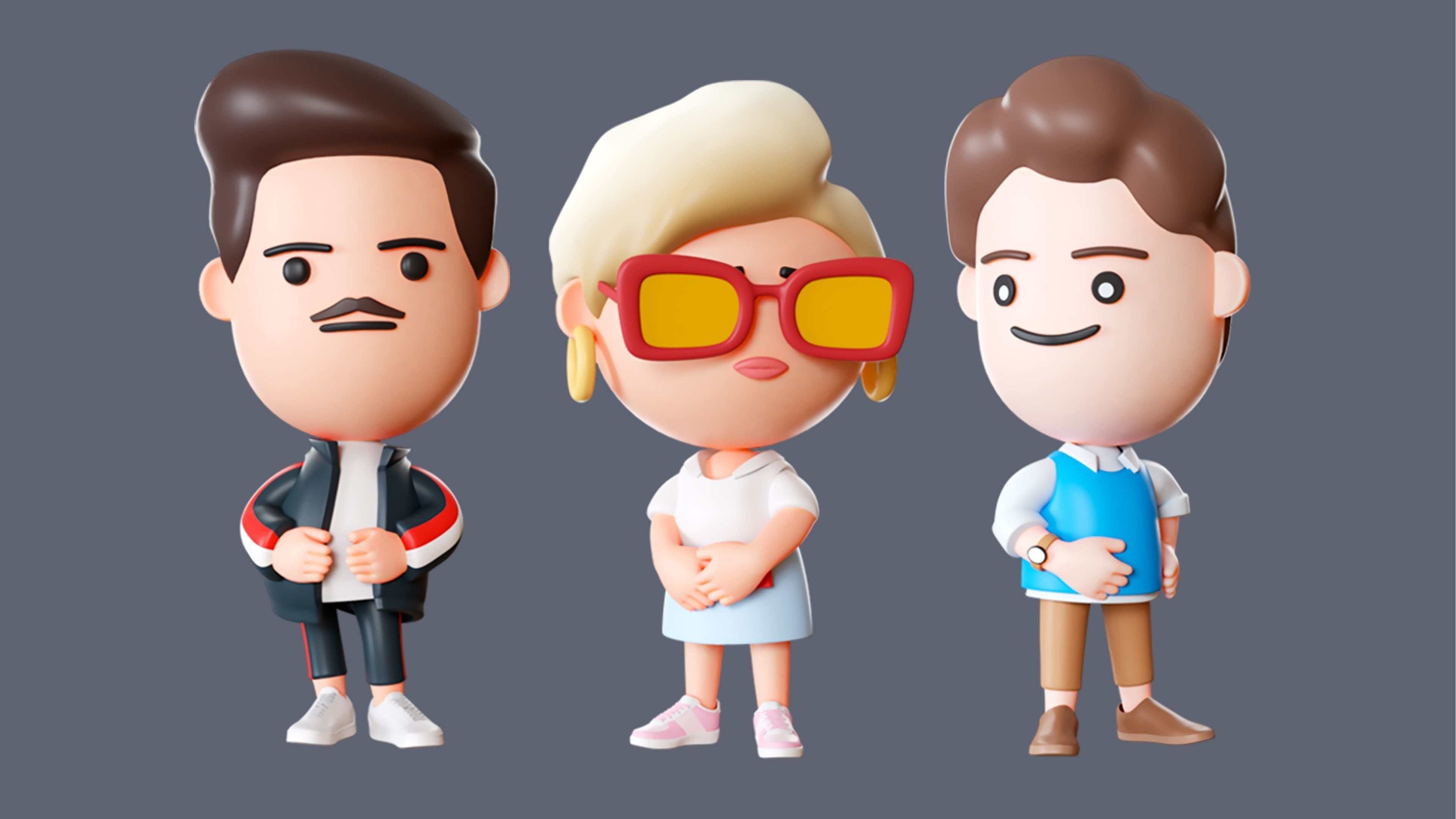 Cute Characters 3 Low-poly 3D model_10