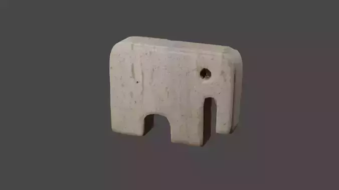 3D Scan Minimalist Stone Figure of Elephant