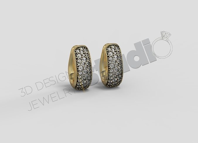 Pomellato earrings with gems 3d model 3D print model