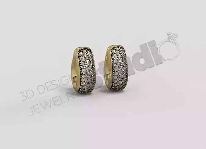 Pomellato earrings with gems 3d model