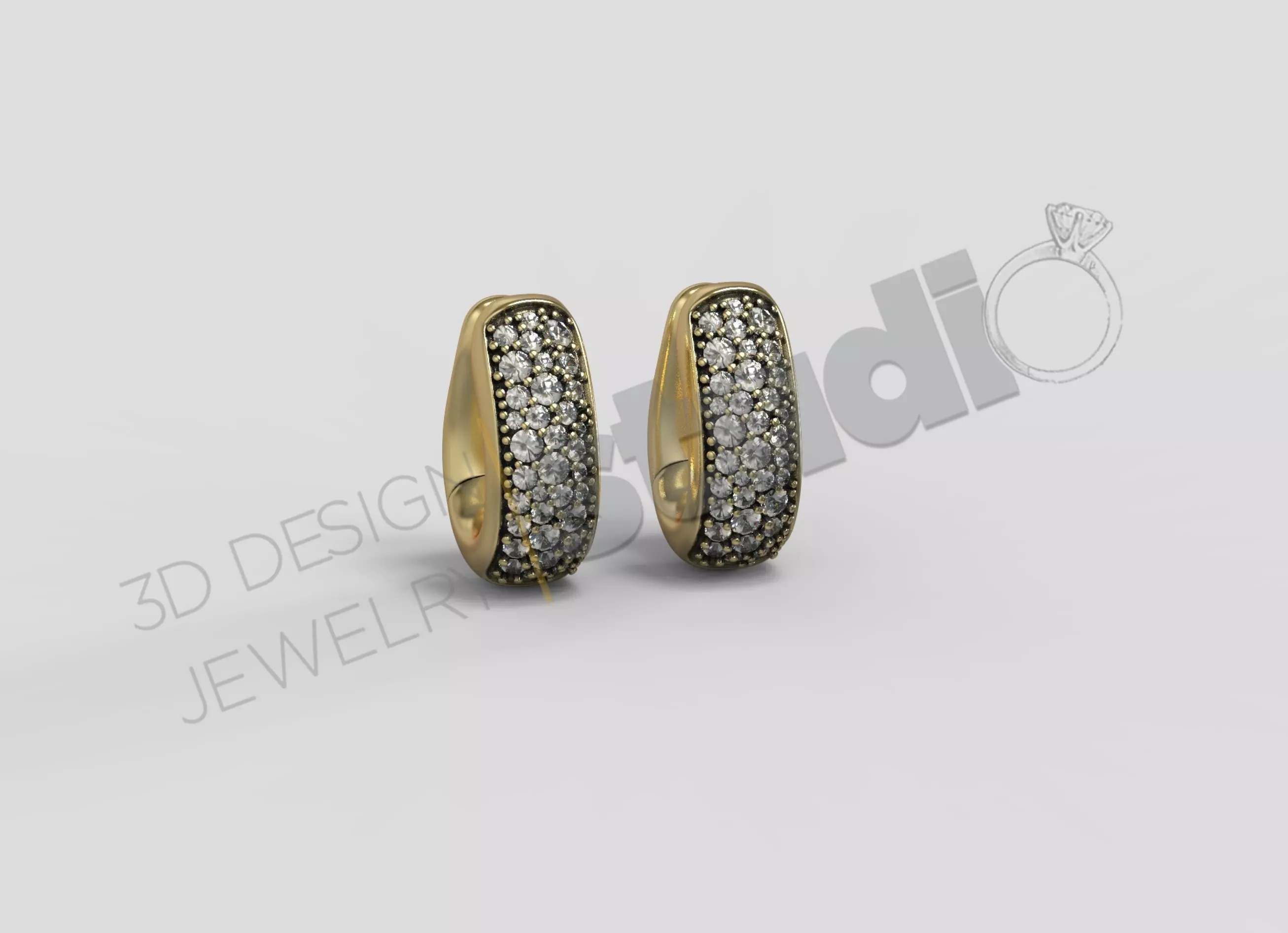 Pomellato earrings with gems 3d model 3D print model_0