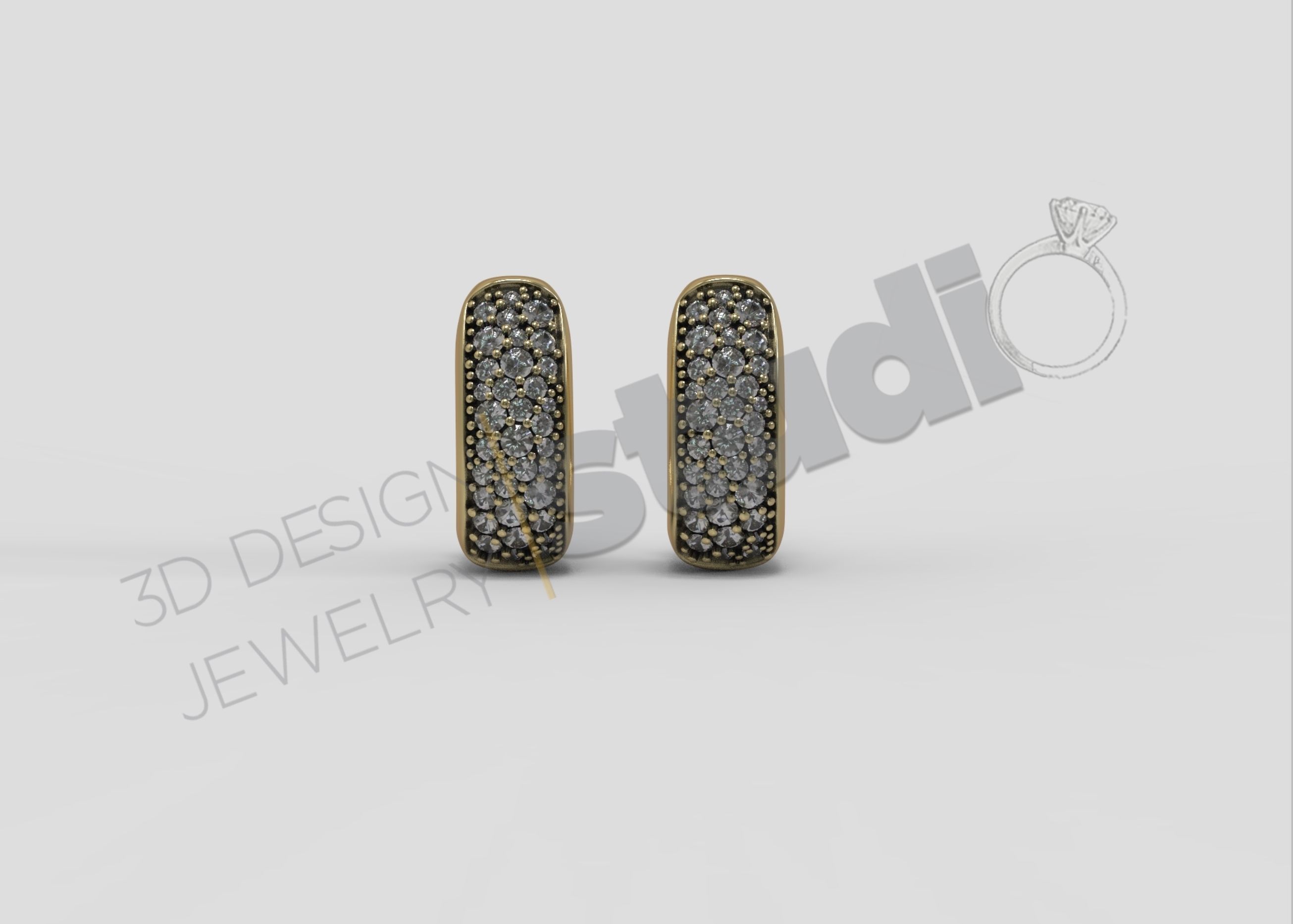 Pomellato earrings with gems 3d model 3D print model_2