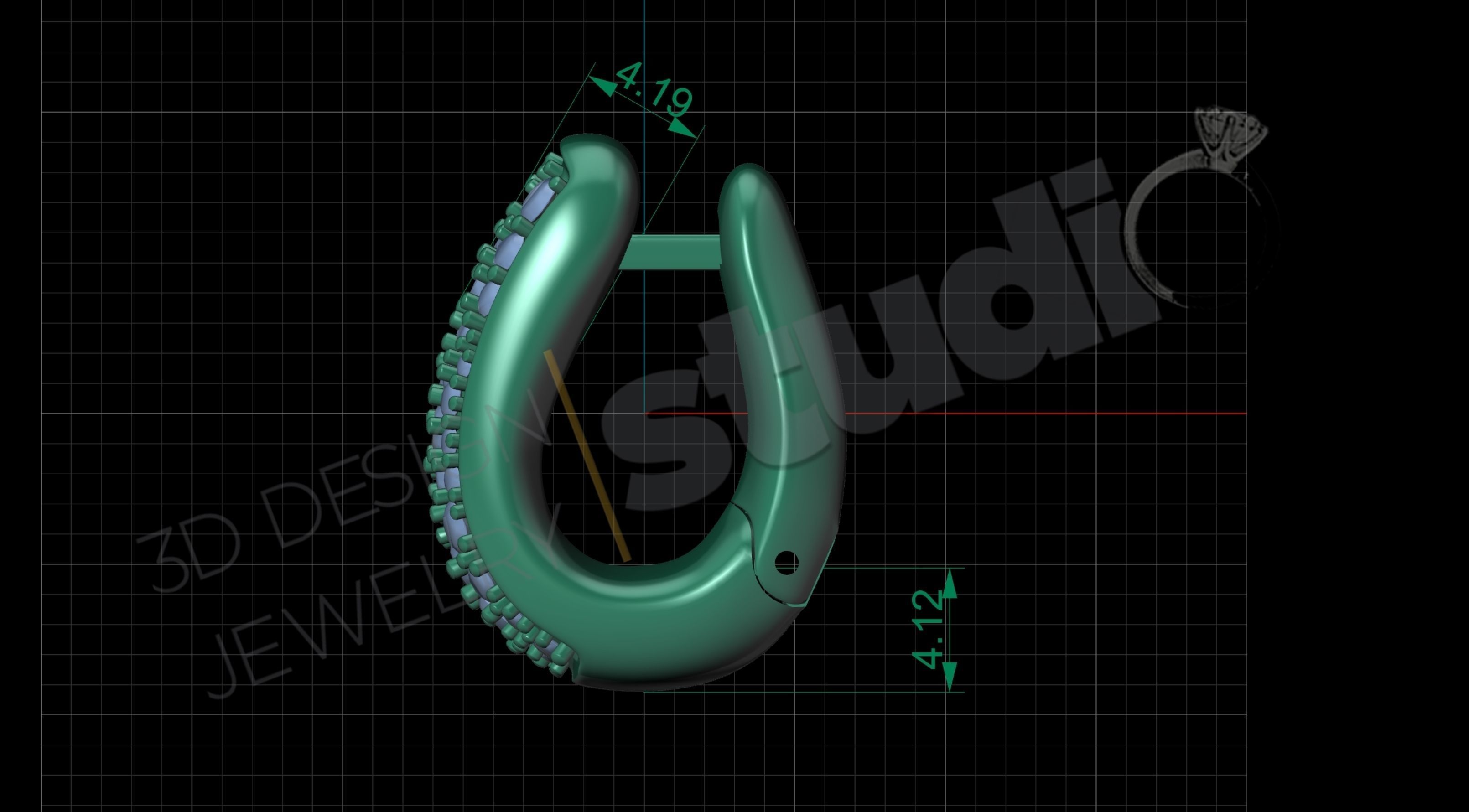 Pomellato earrings with gems 3d model 3D print model_8