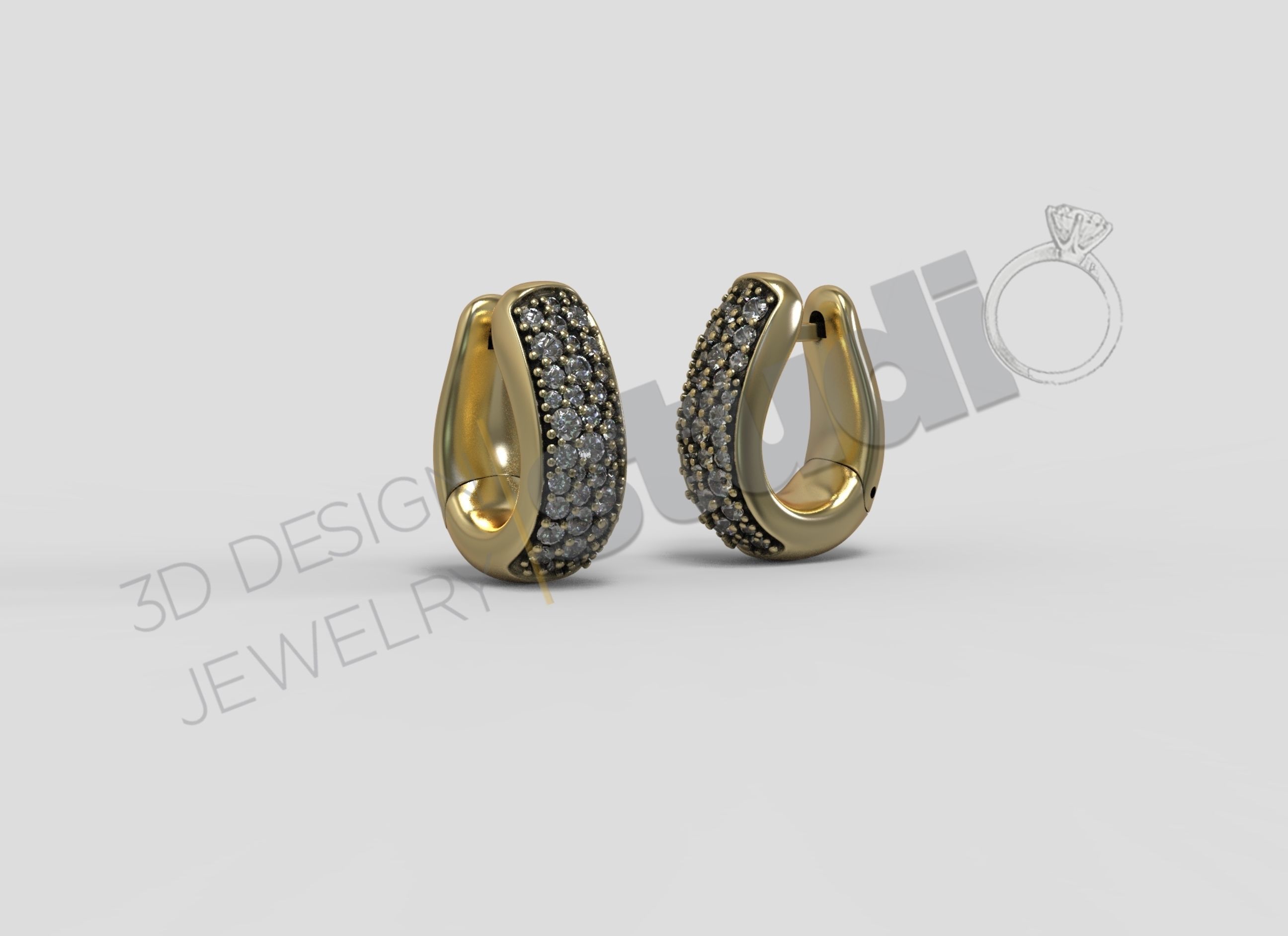 Pomellato earrings with gems 3d model 3D print model_3