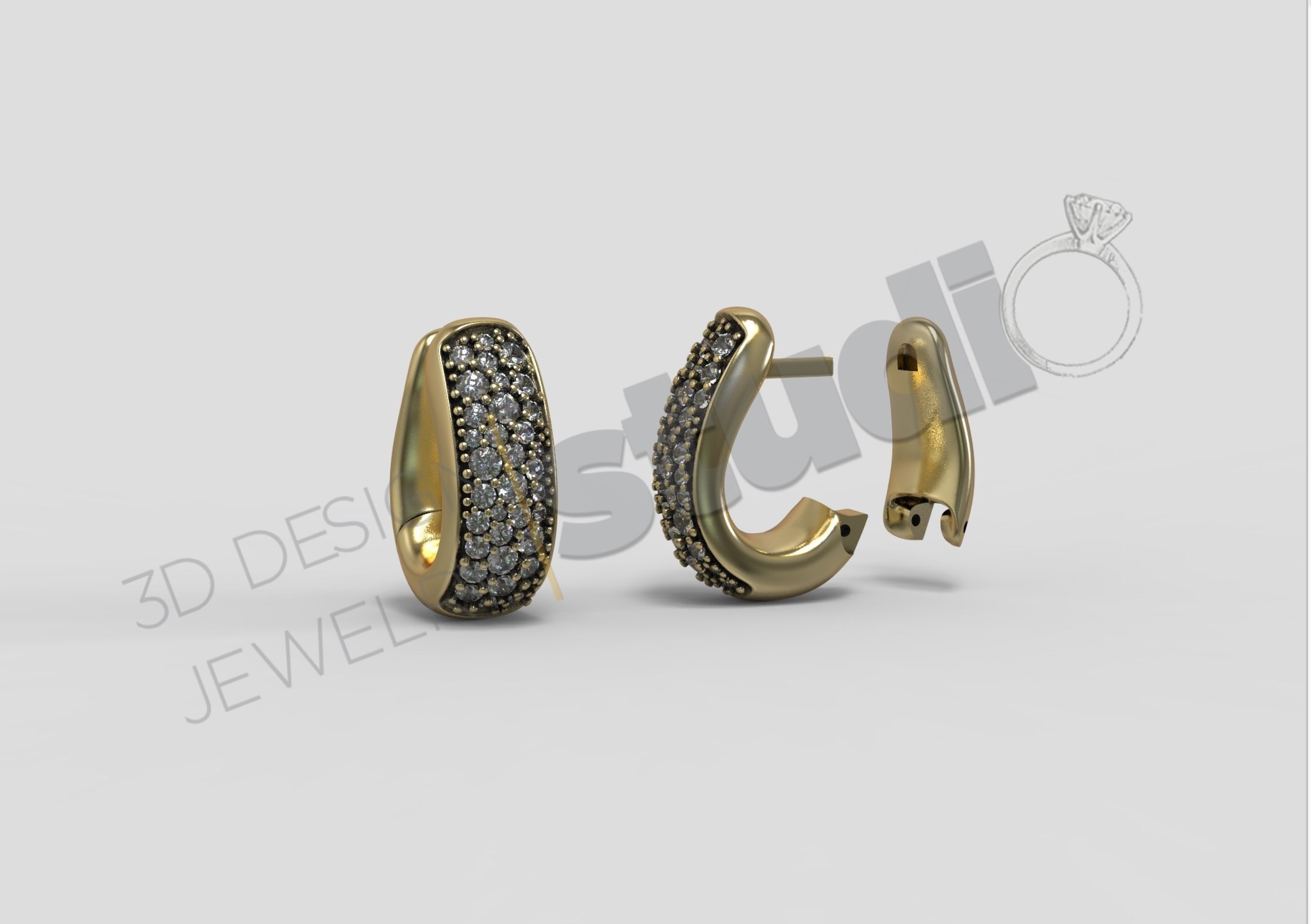 Pomellato earrings with gems 3d model 3D print model_4