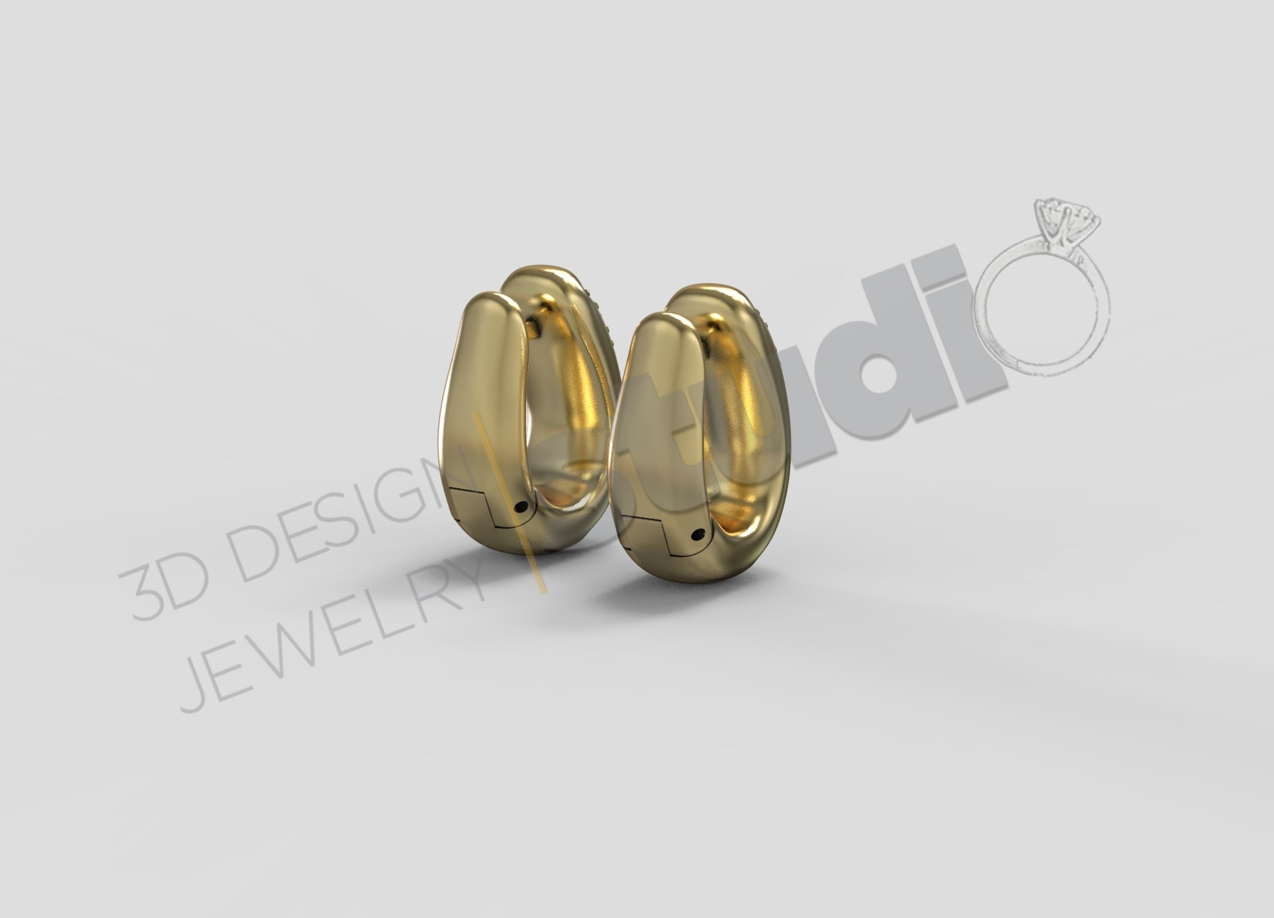 Pomellato earrings with gems 3d model 3D print model_1