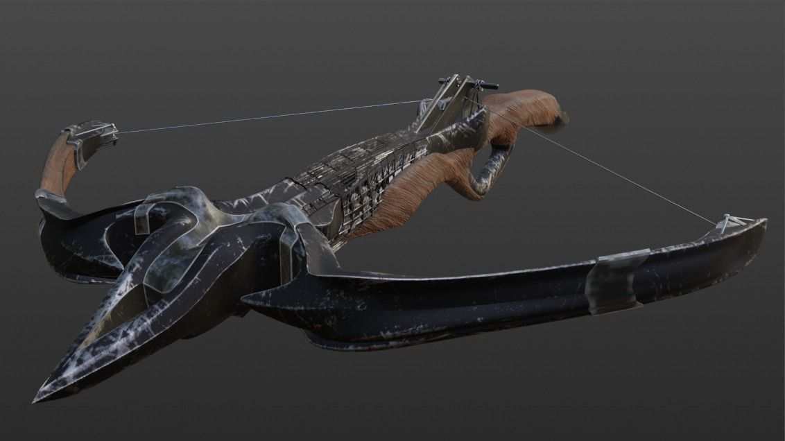 Medieval Steampunk Crossbow Low-poly 3D model_4