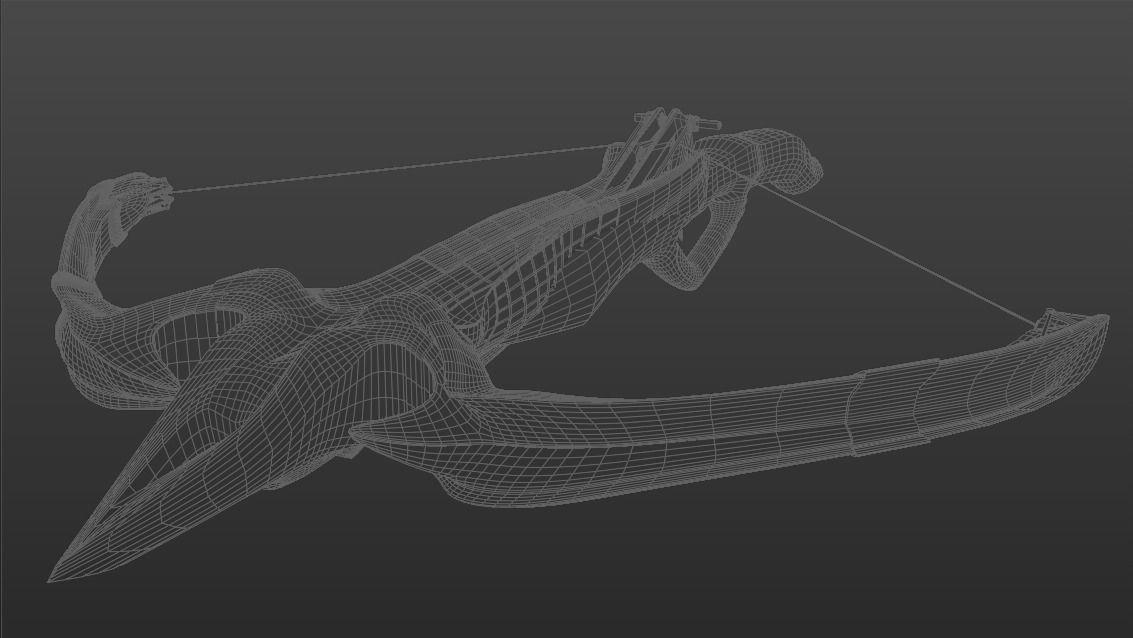 Medieval Steampunk Crossbow Low-poly 3D model_3