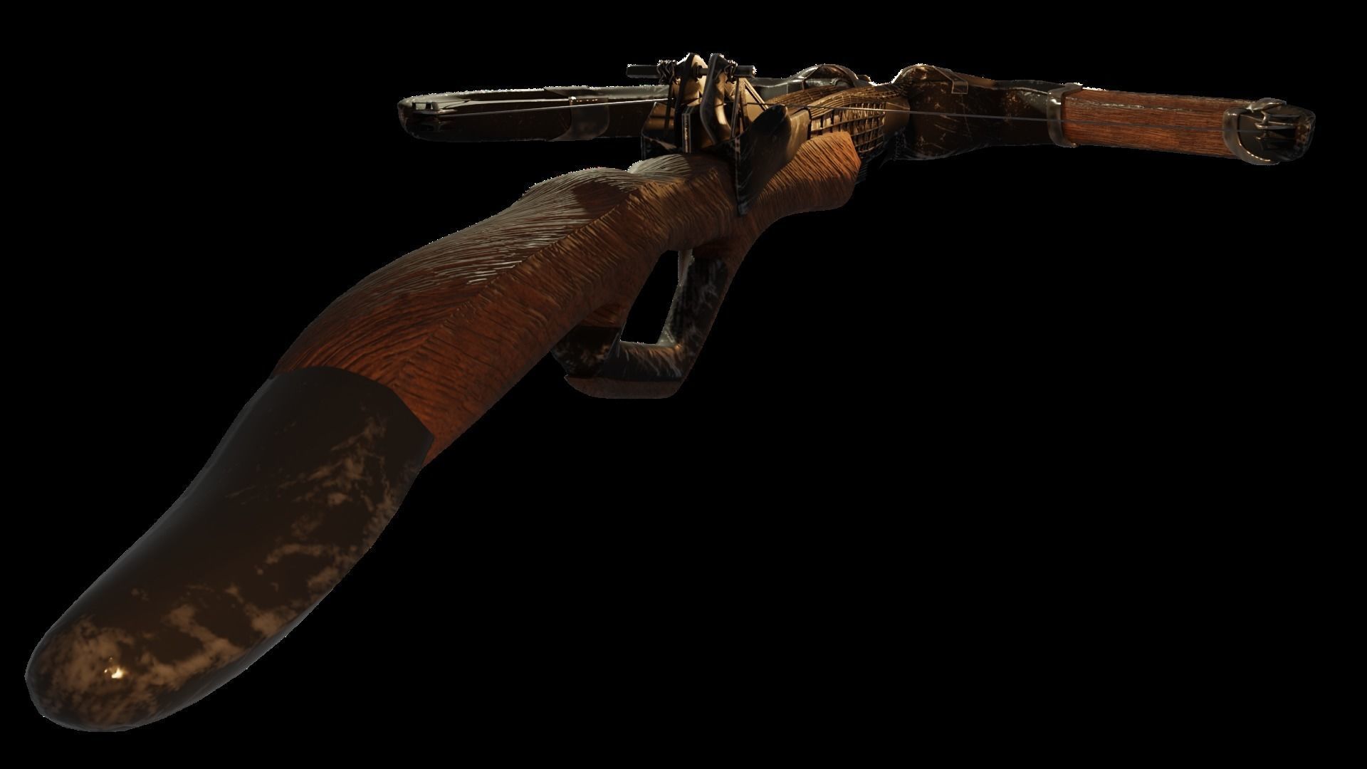 Medieval Steampunk Crossbow Low-poly 3D model_7