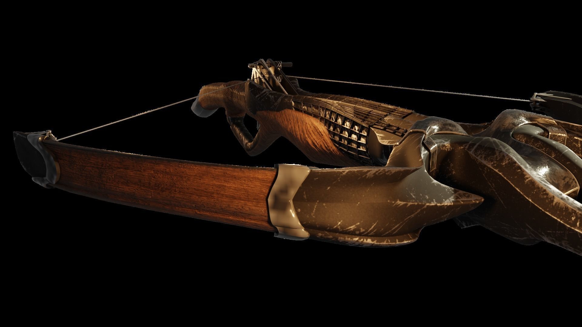 Medieval Steampunk Crossbow Low-poly 3D model_9