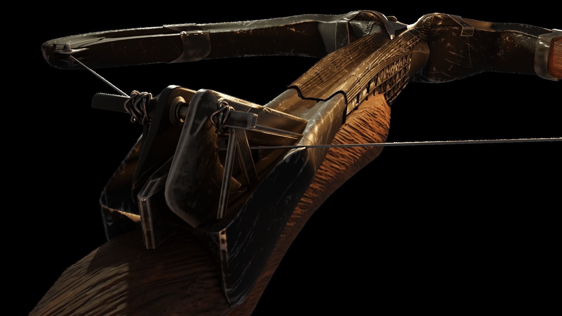 Medieval Steampunk Crossbow Low-poly 3D model_8
