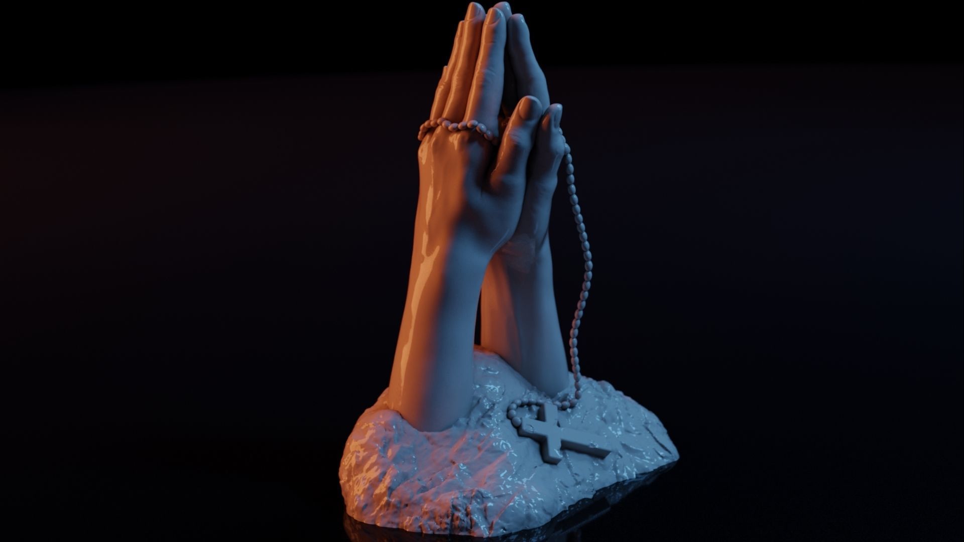 Hands praying to God 3D print model_26