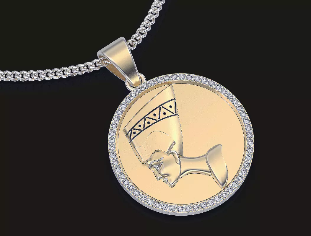 Egypt queen Nefertiti pendant gold jewelry 3D model 3D print model