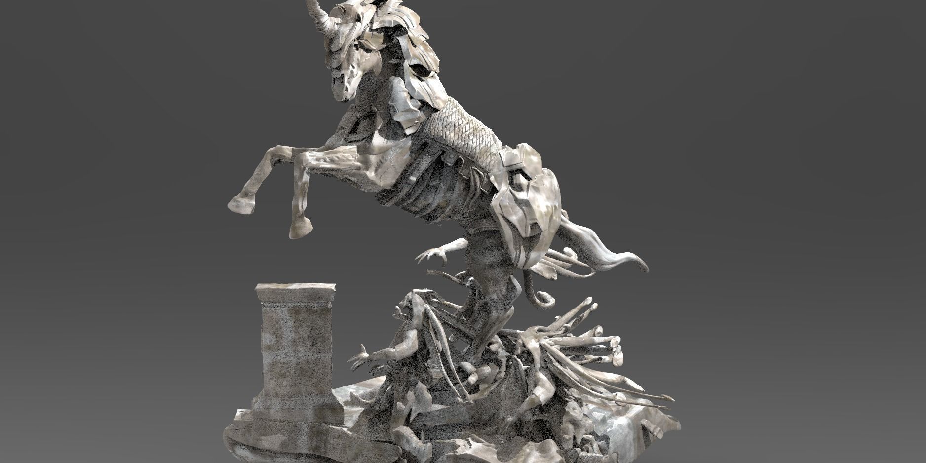Medieval Grim Reaper Horse with Stand 3D model_2