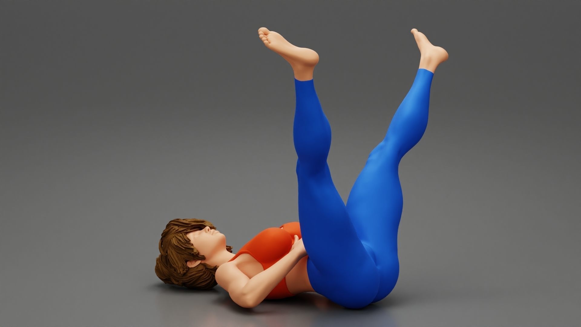 Woman in Wide-Angle Seated Yoga Pose 3D print model_3