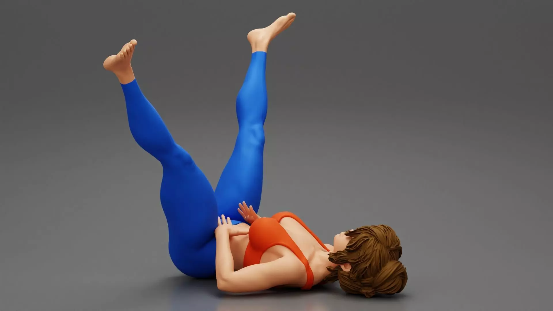 Woman in Wide-Angle Seated Yoga Pose 3D print model_0