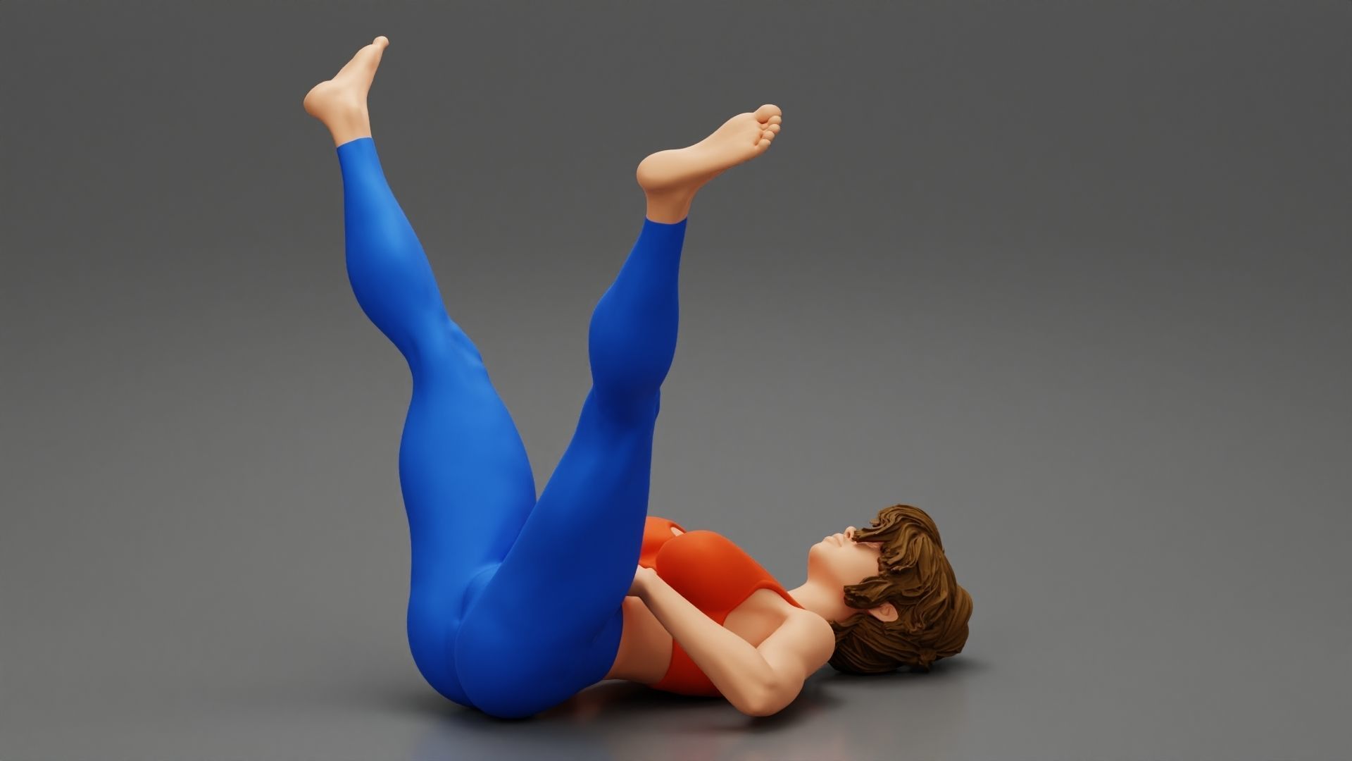 Woman in Wide-Angle Seated Yoga Pose 3D print model_1