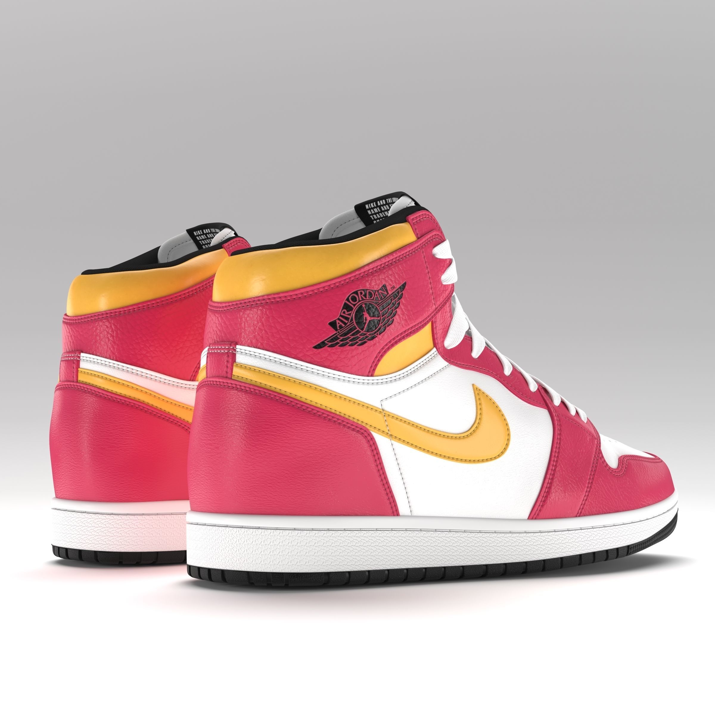 Jordan 1 Retro High Light Fusion Red PBR Low-poly 3D model_3