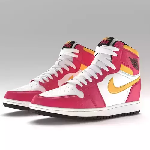 Jordan 1 Retro High  Light Fusion Red PBR Low-poly 3D model
