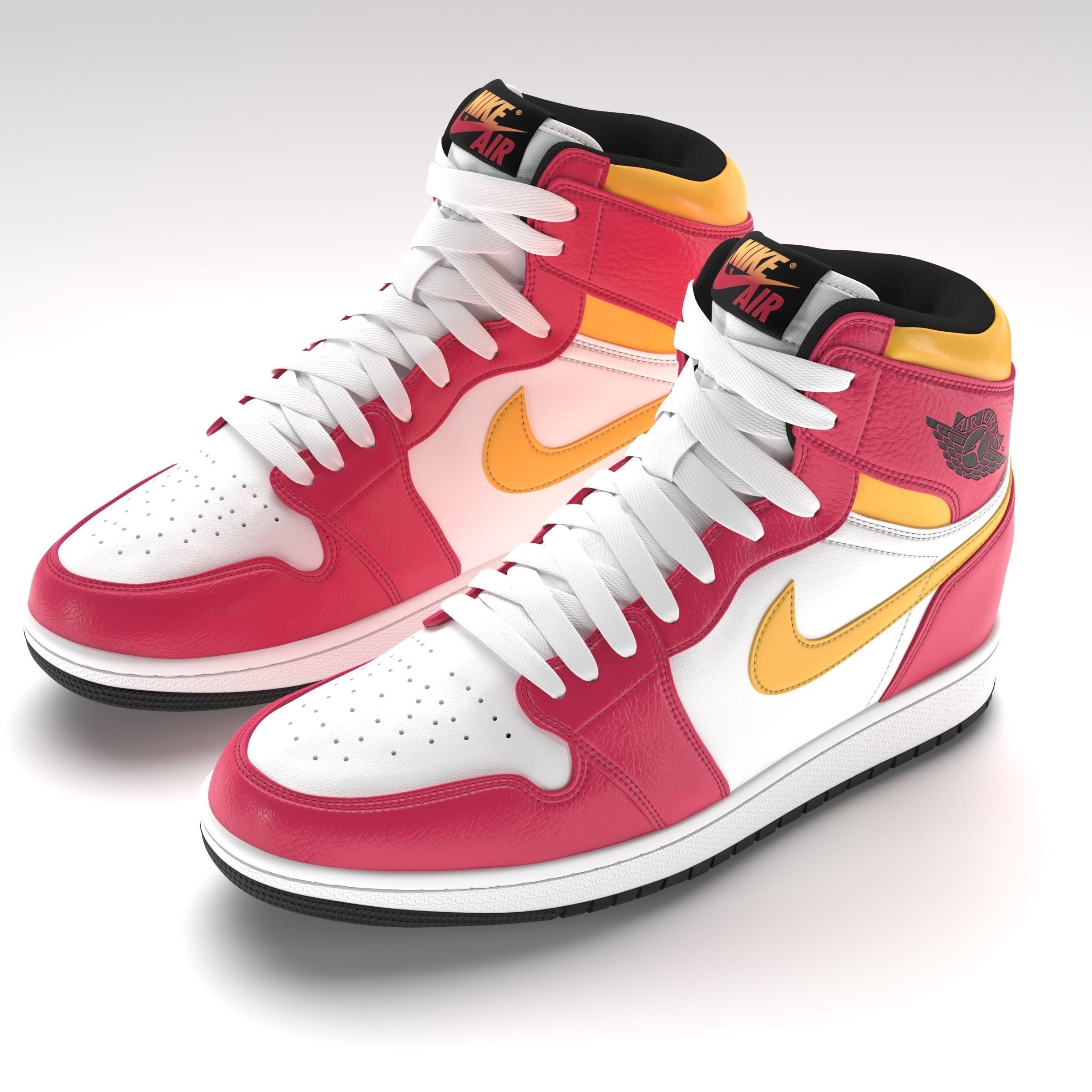 Jordan 1 Retro High Light Fusion Red PBR Low-poly 3D model_4