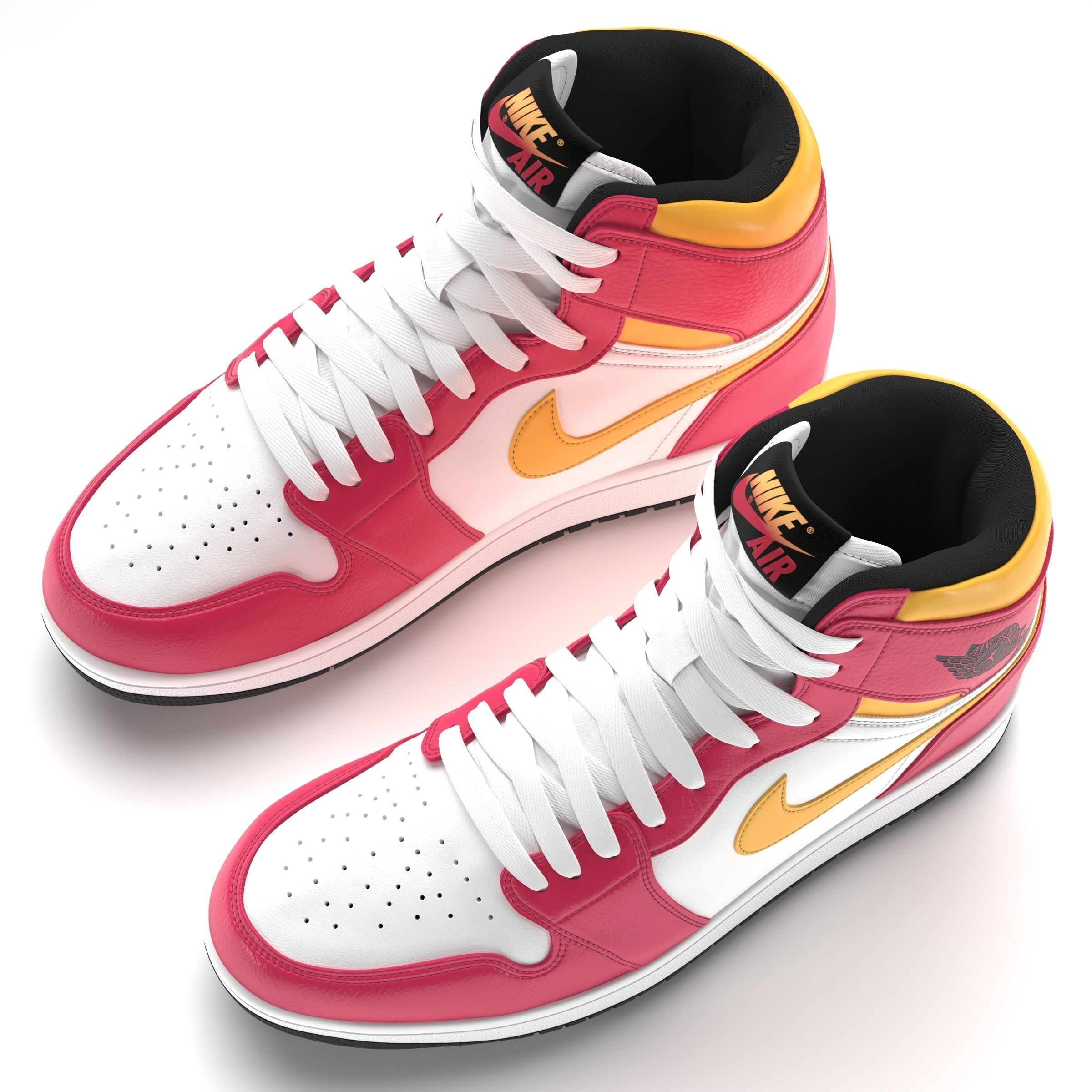 Jordan 1 Retro High Light Fusion Red PBR Low-poly 3D model_5