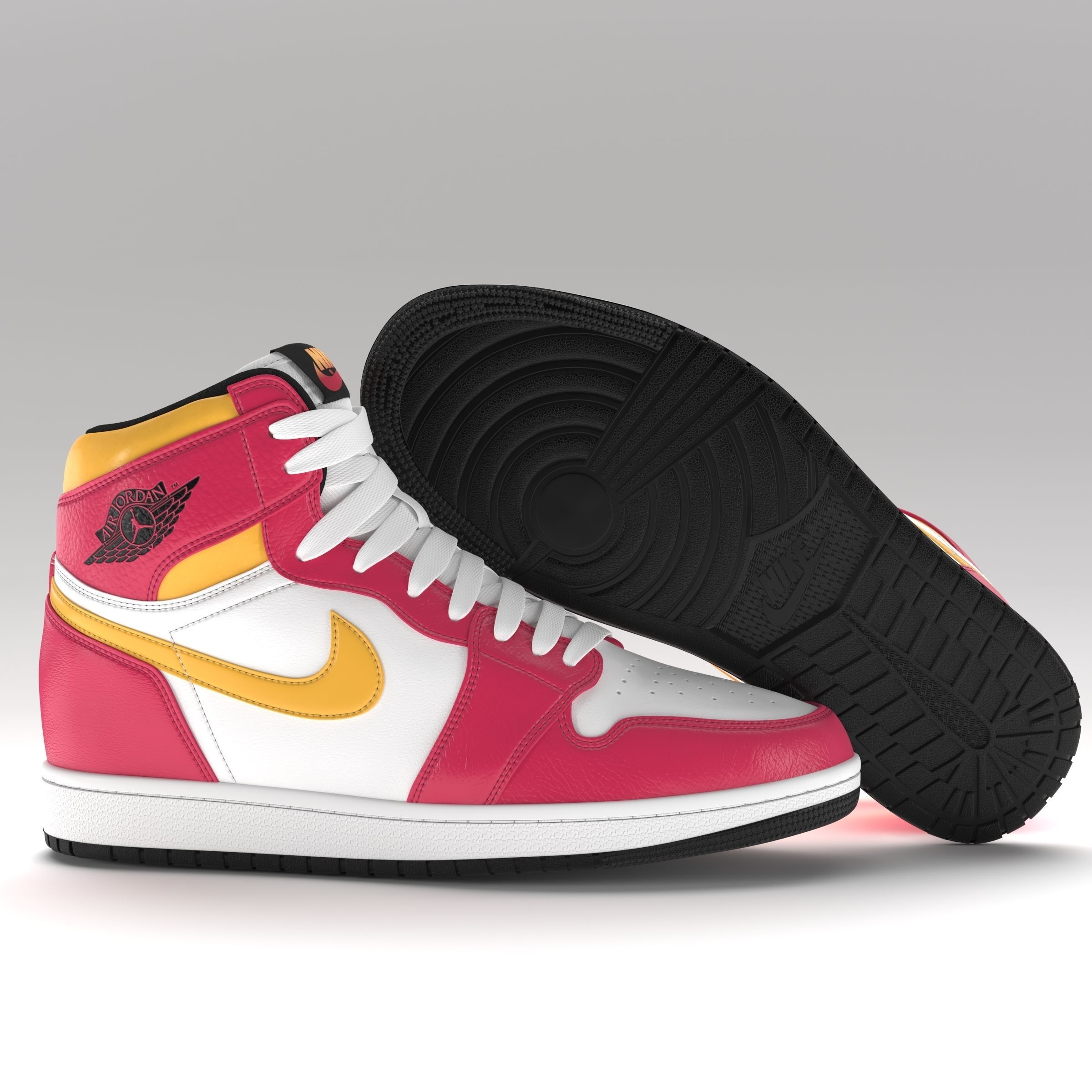 Jordan 1 Retro High Light Fusion Red PBR Low-poly 3D model_7