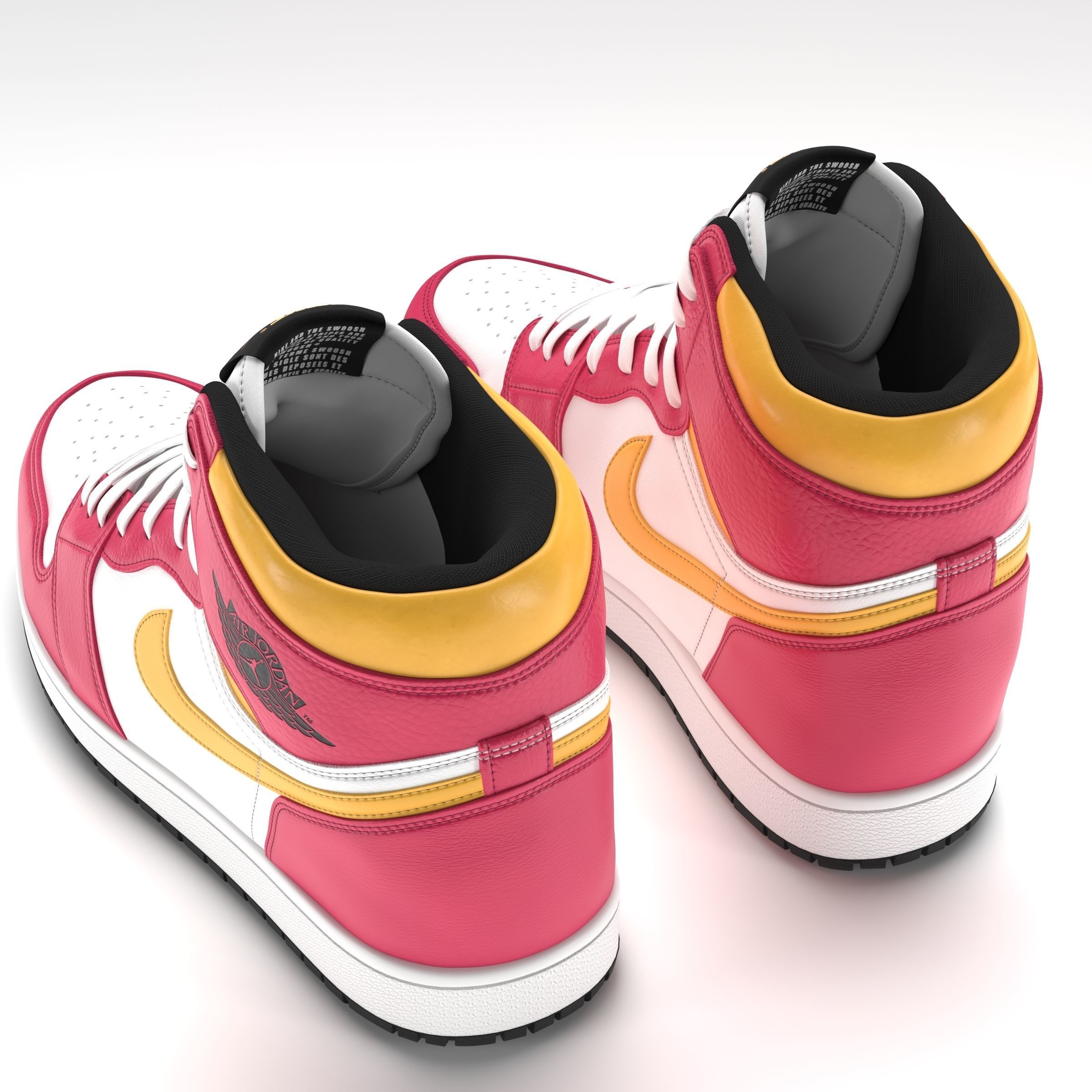 Jordan 1 Retro High Light Fusion Red PBR Low-poly 3D model_6