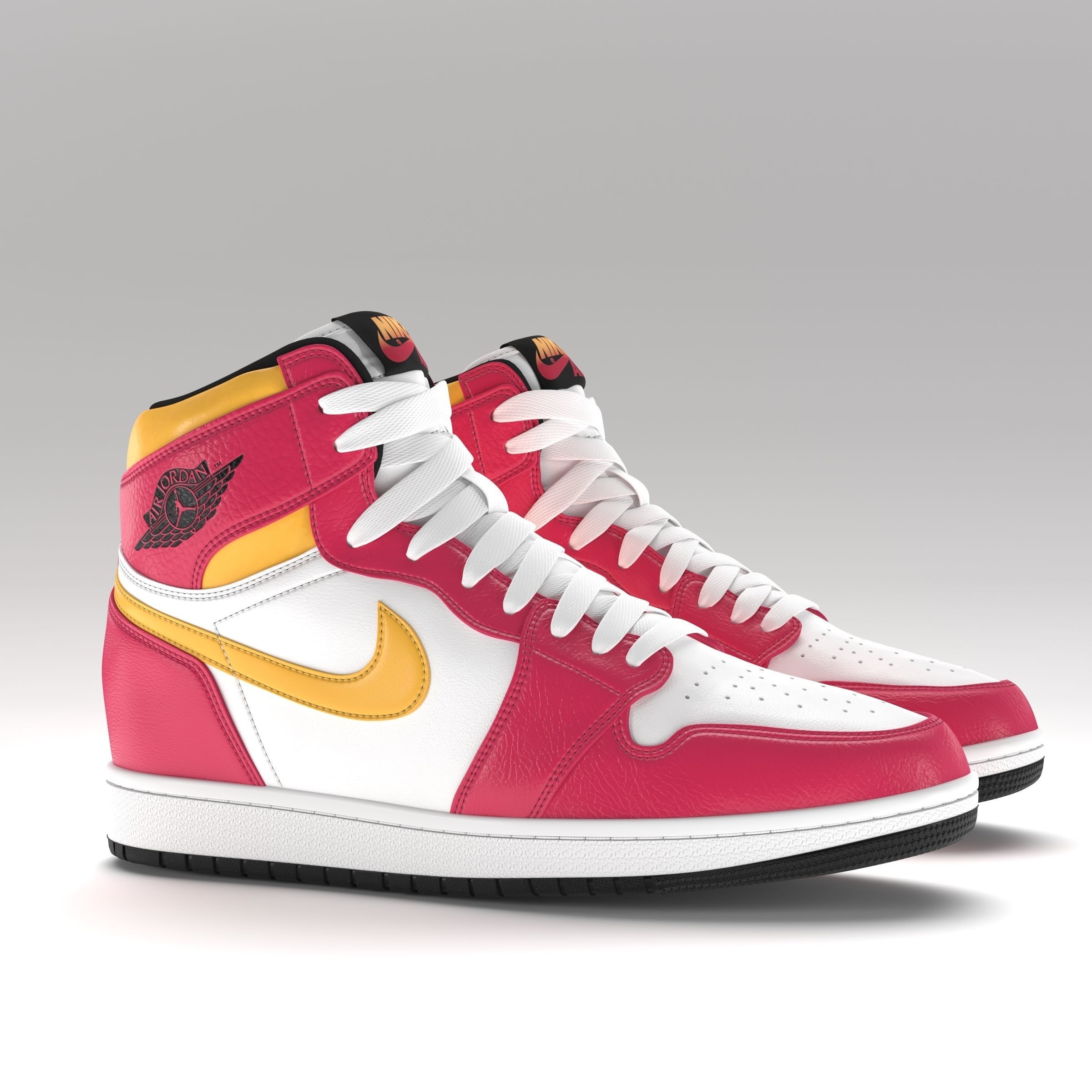 Jordan 1 Retro High Light Fusion Red PBR Low-poly 3D model_2