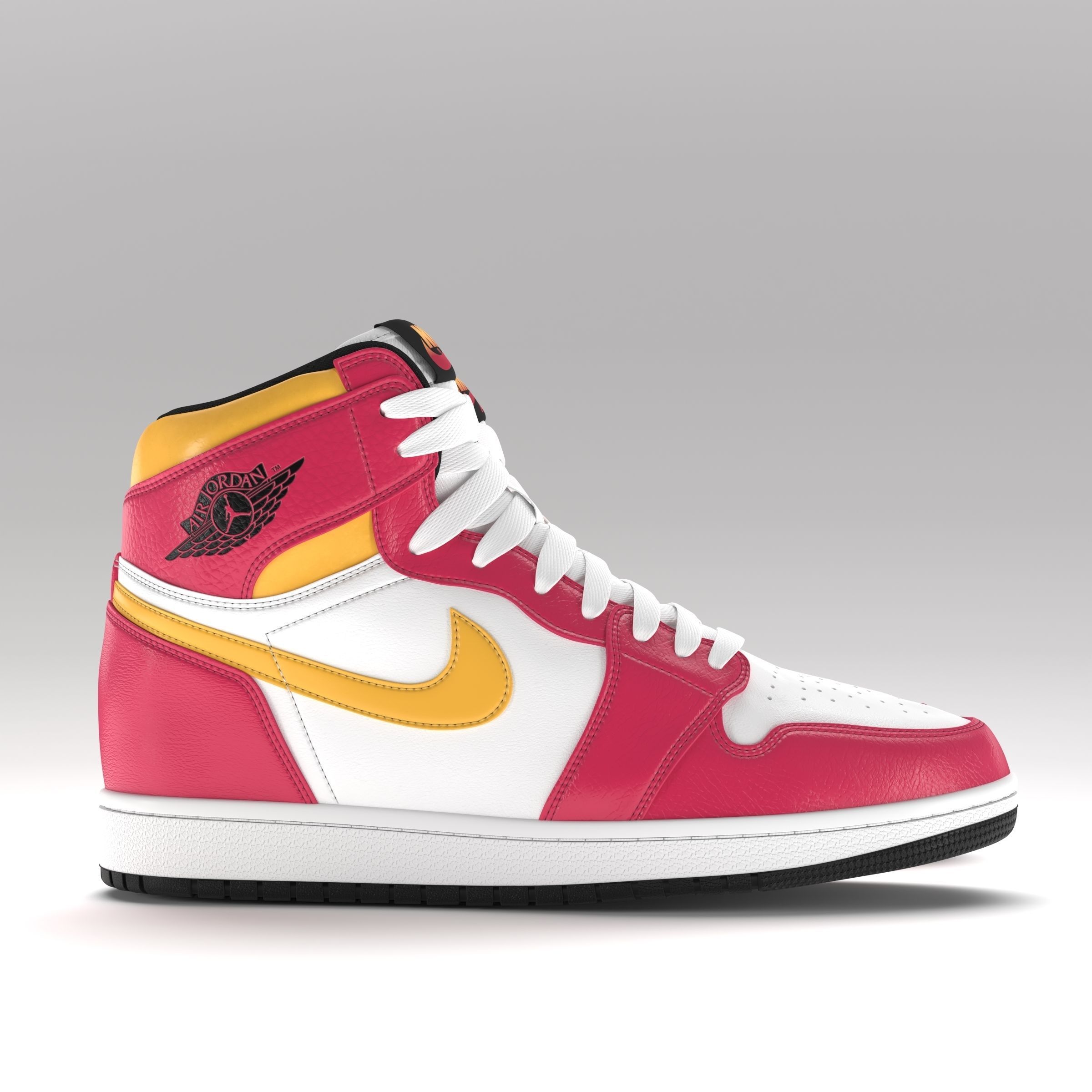 Jordan 1 Retro High Light Fusion Red PBR Low-poly 3D model_1