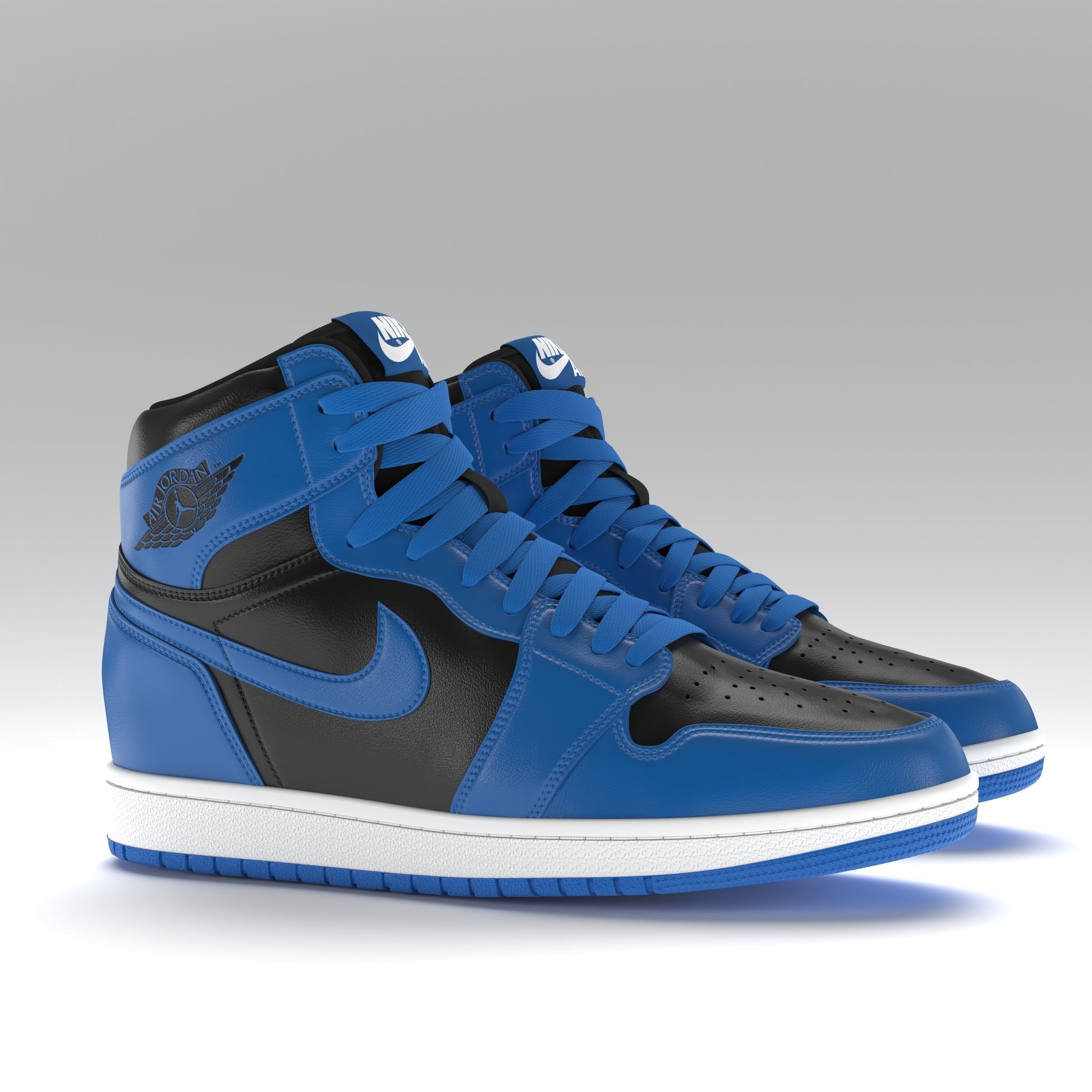 Jordan 1 Retro High Blue and Black PBR Low-poly 3D model_2
