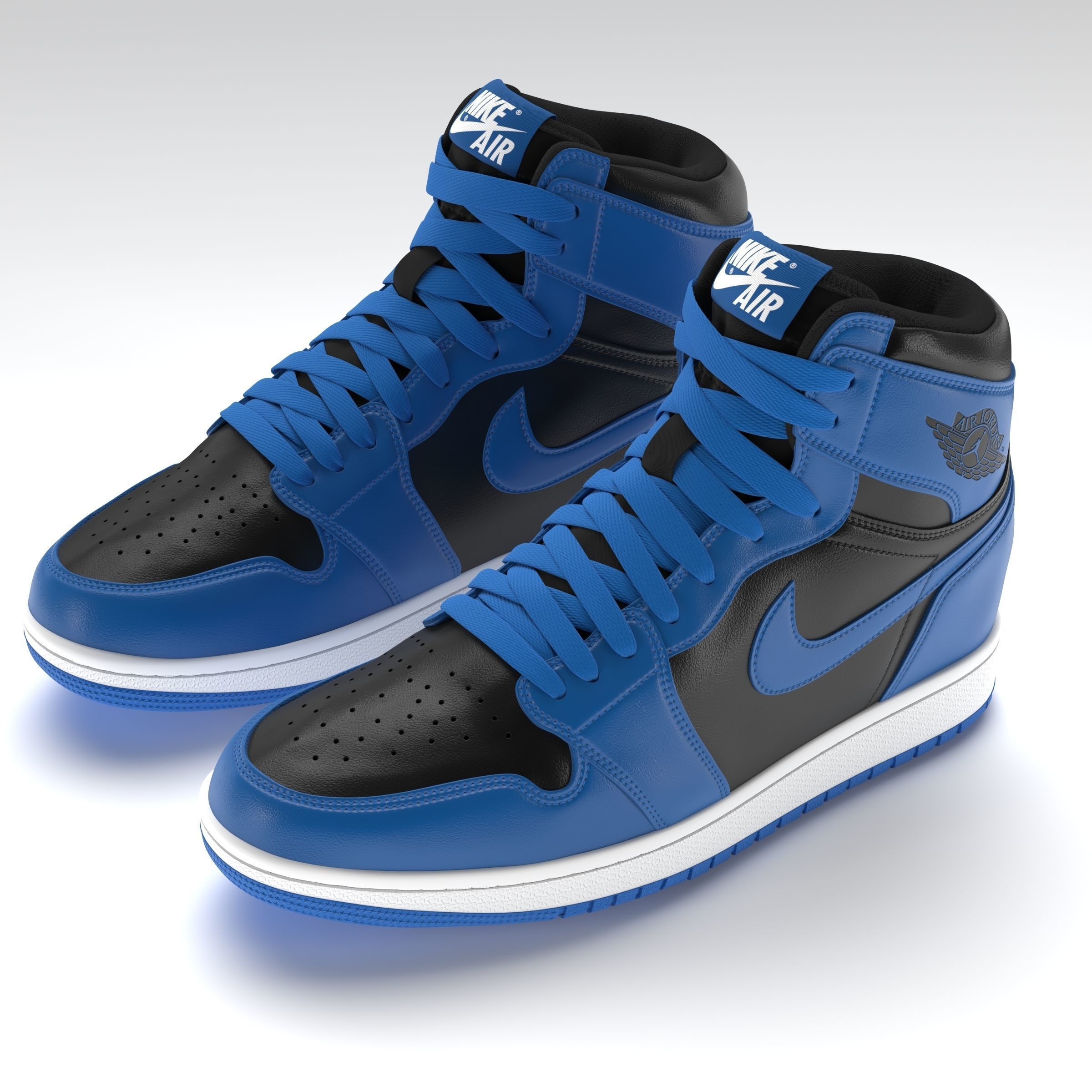 Jordan 1 Retro High Blue and Black PBR Low-poly 3D model_4