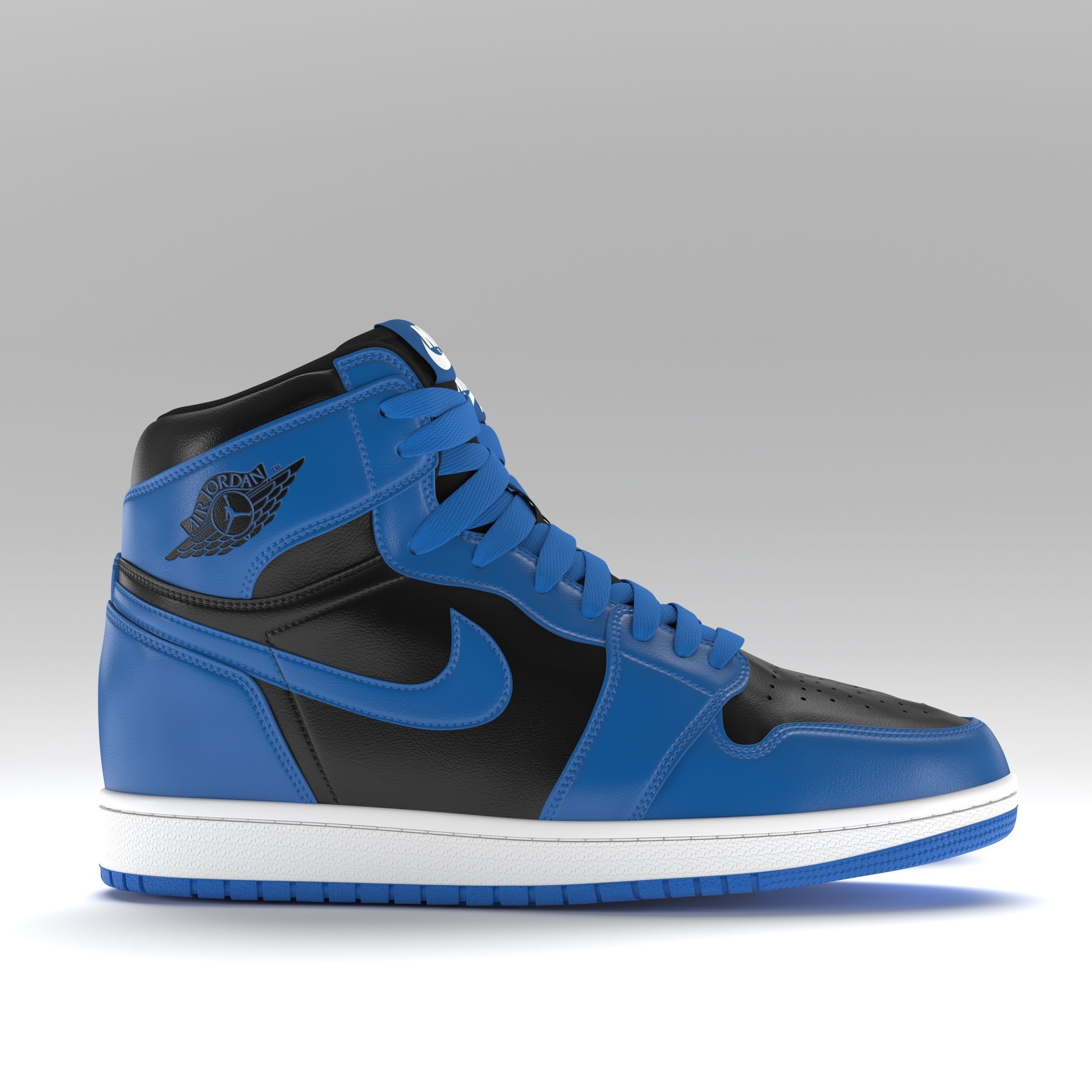 Jordan 1 Retro High Blue and Black PBR Low-poly 3D model_1