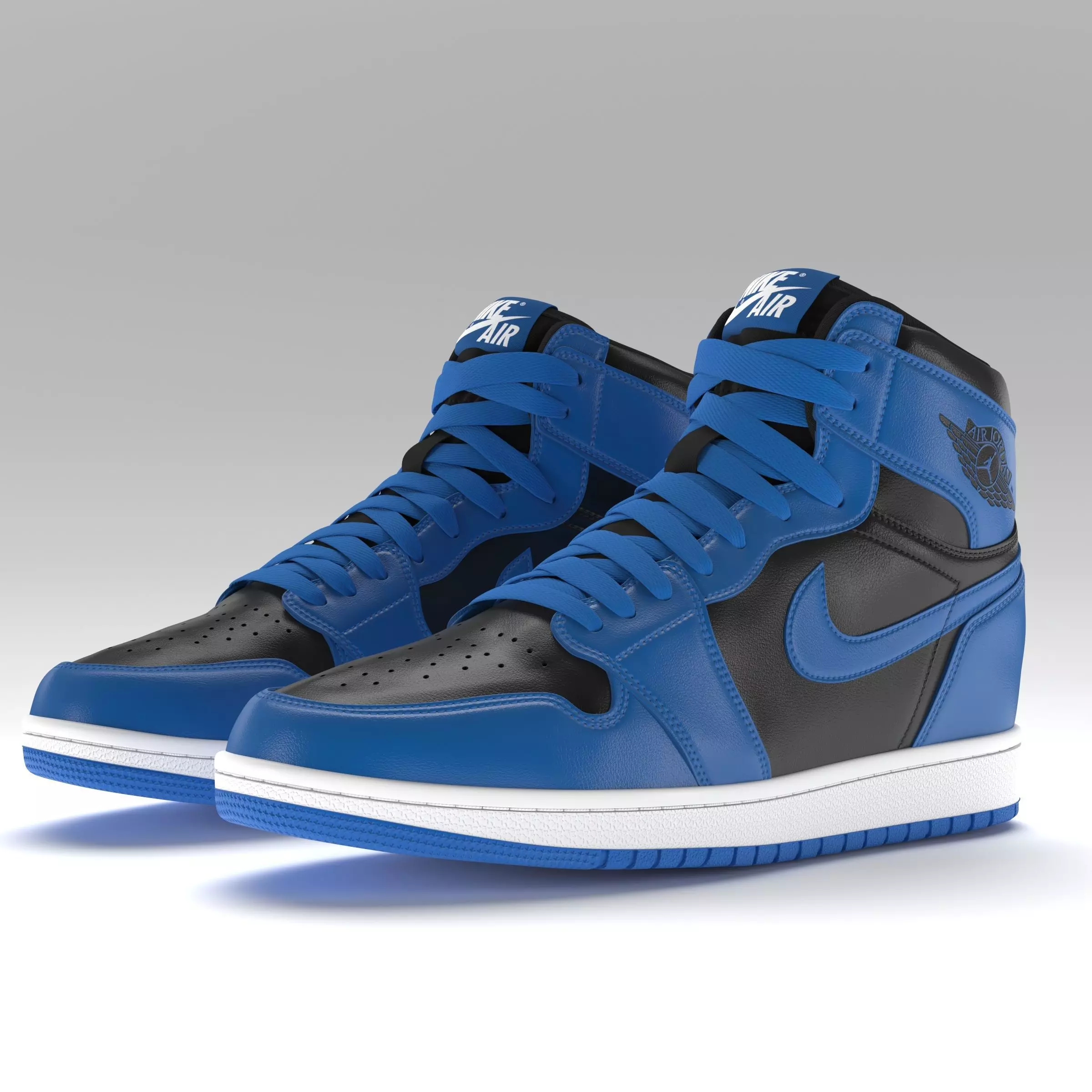 Jordan 1 Retro High Blue and Black PBR Low-poly 3D model_0